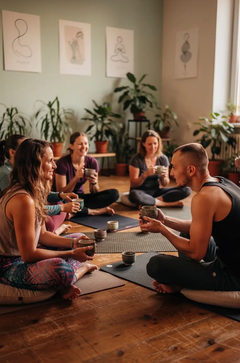 Natūralūs arbatos lapai ir žolelės ant medinės lentelės, pabrėžiantys sveikos arbatos paruošimo svarbą.