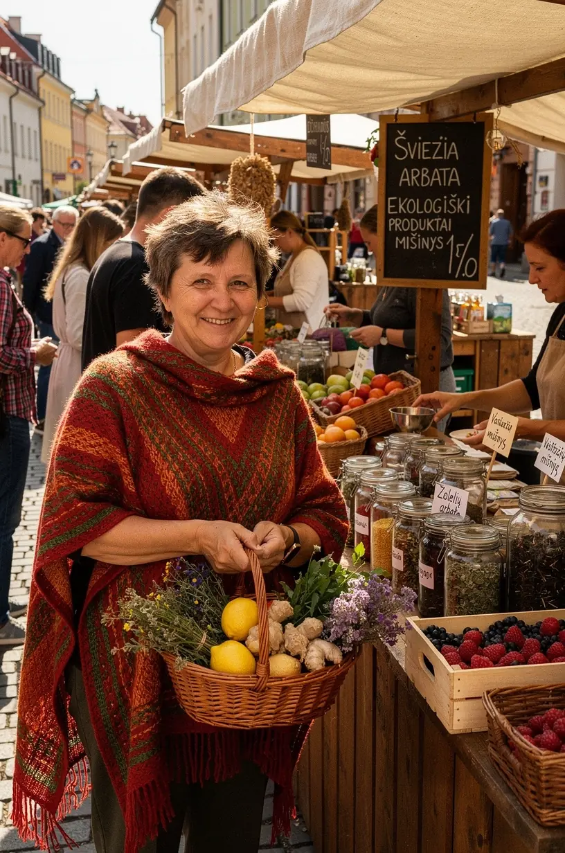 Švarus ir tvarkingas arbatos ruošimo kampelis virtuvėje su arbatos indais ir termometru.